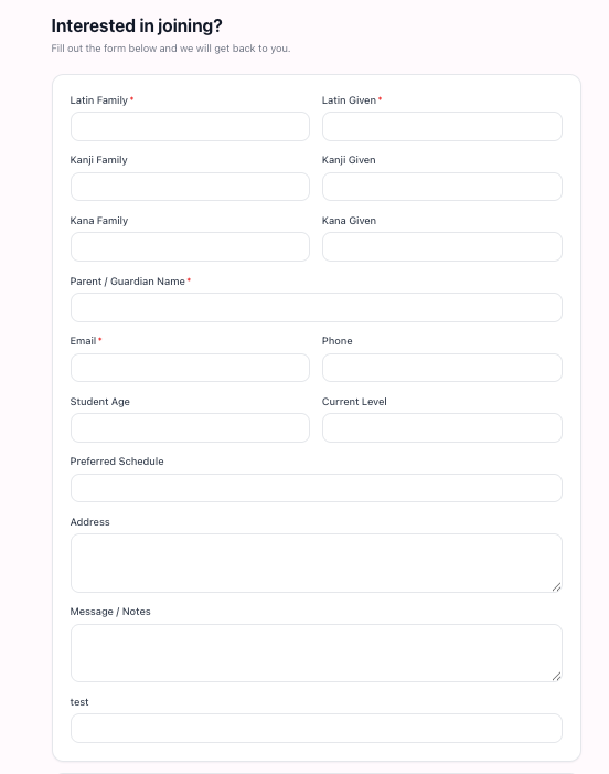 OneLearn embeddable lead form — fully customizable fields, paste on your website, leads land directly in OneLearn